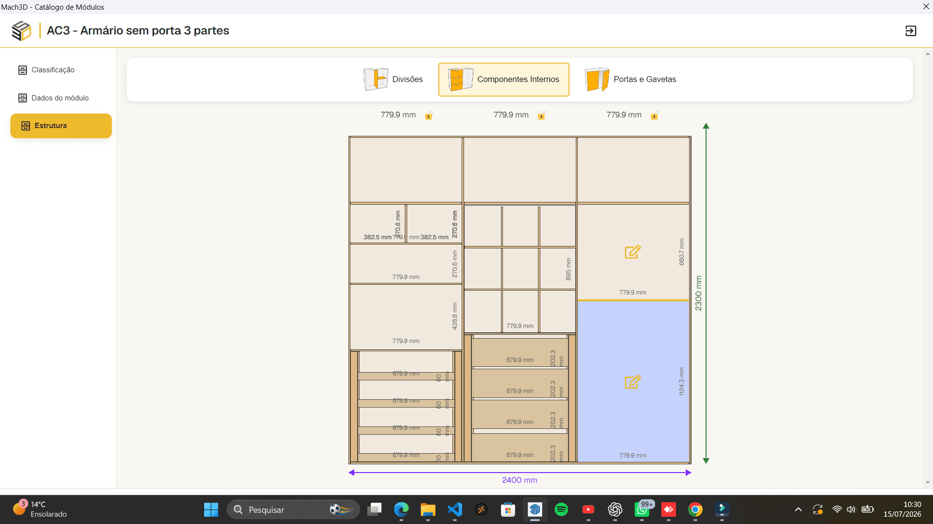 Interface de edicao de moveis do Mach3DS