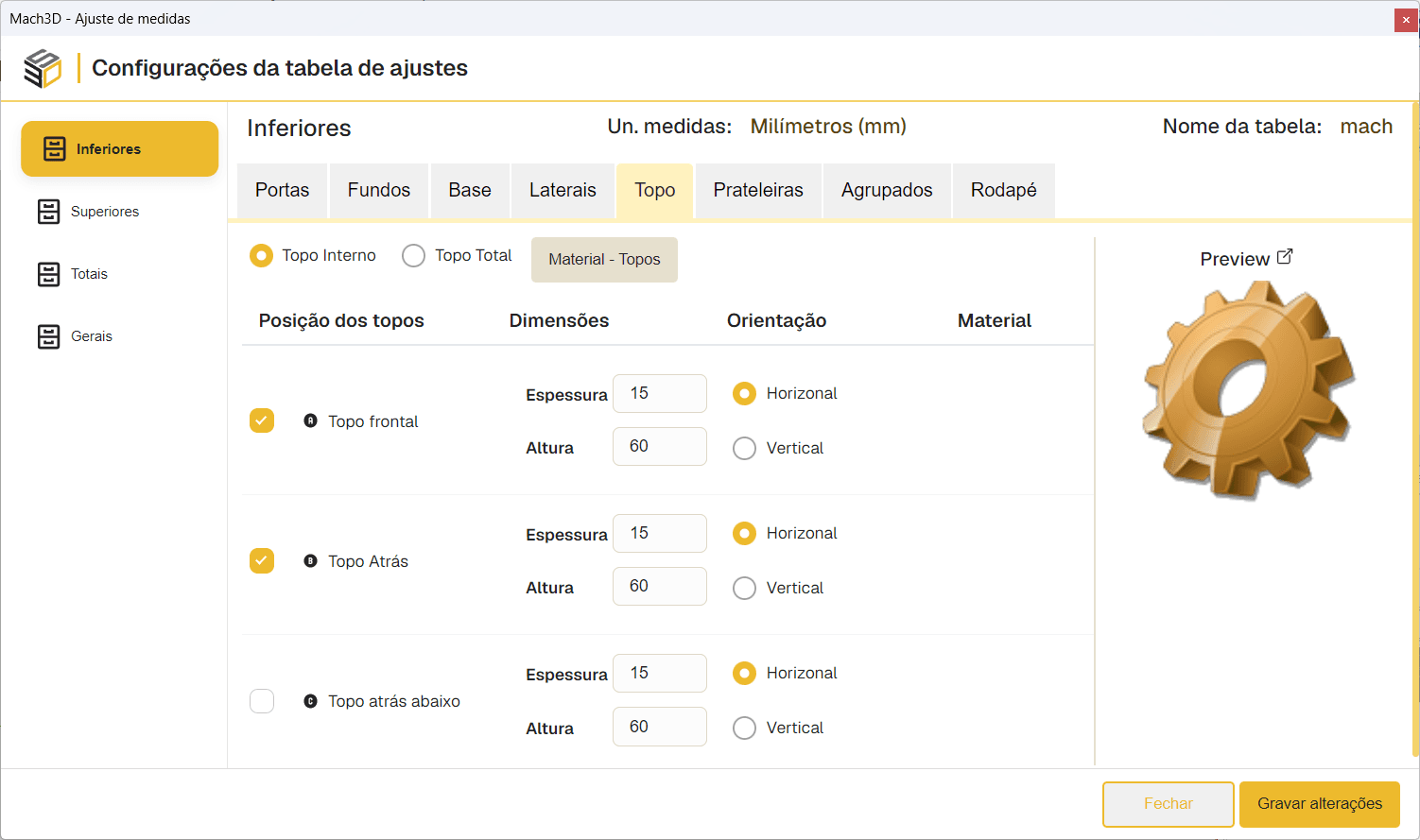 Ajuste de medidas, folgas e regras construtivas no Mach3DS