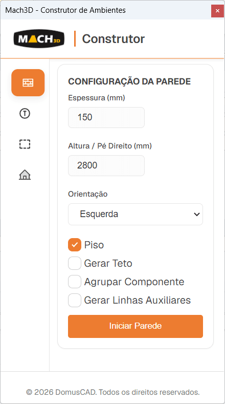 Tela do Mach3D no construtor de ambientes